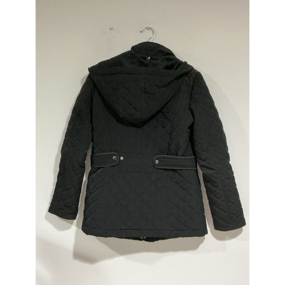 Womans Laundry By Design Black Small Quilted Hooded Coat - Picture 4 of 9